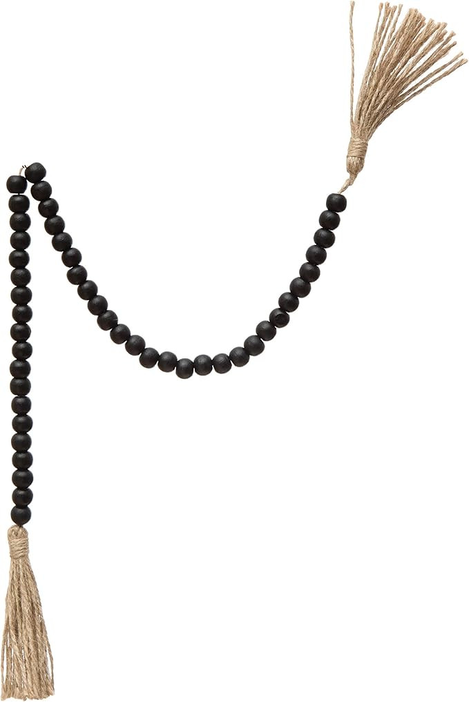 Creative Co-Op Wood Bead Jute Tassels, Black Garland | Amazon (US)