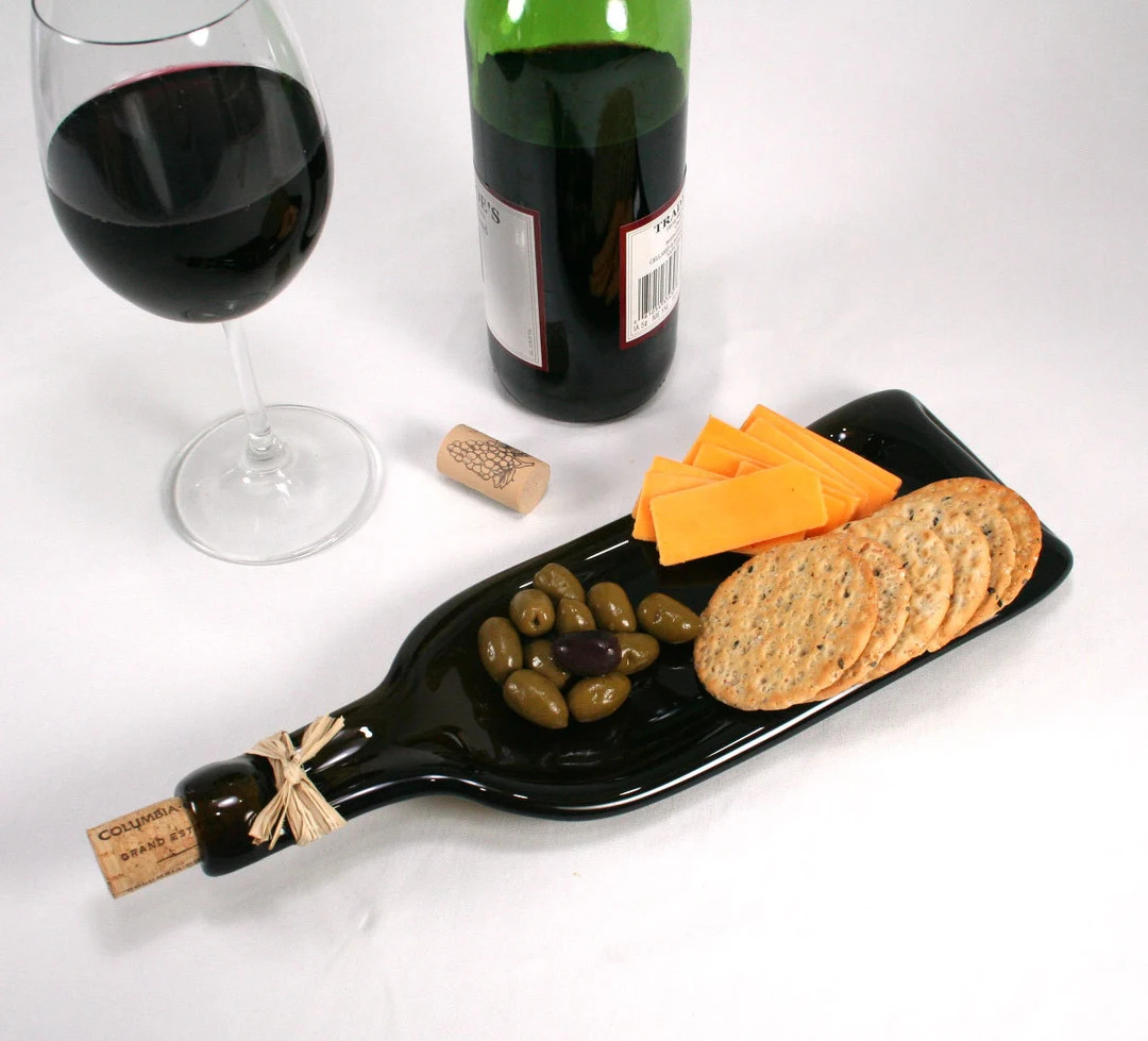 Dark Amber Wine Bottle Molded Serving Tray Spoon Rest Recycled Wine Bottle Platter Hostess Gift F... | Etsy (US)