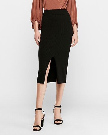 high waisted ribbed sweater pencil skirt | Express