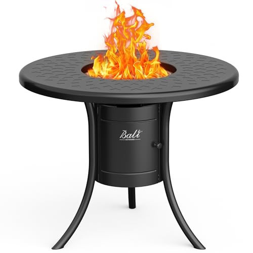 BALI OUTDOORS Dual 1-Pound Propane Fire Pit Outside, 26 inch Outdoor Fire Pit Black, Round Firepit Table for Outside Patio | Amazon (US)