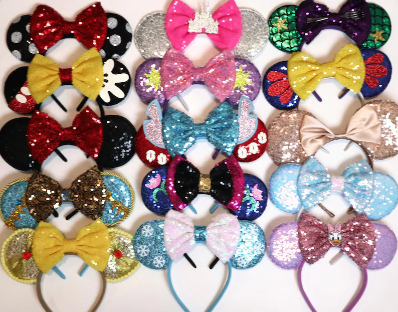 Princess Ears, mouse Ears, Princess headband, Cosplay headband,  Shiny Bows Mouse Ears Glitter Pa... | Etsy (Global)