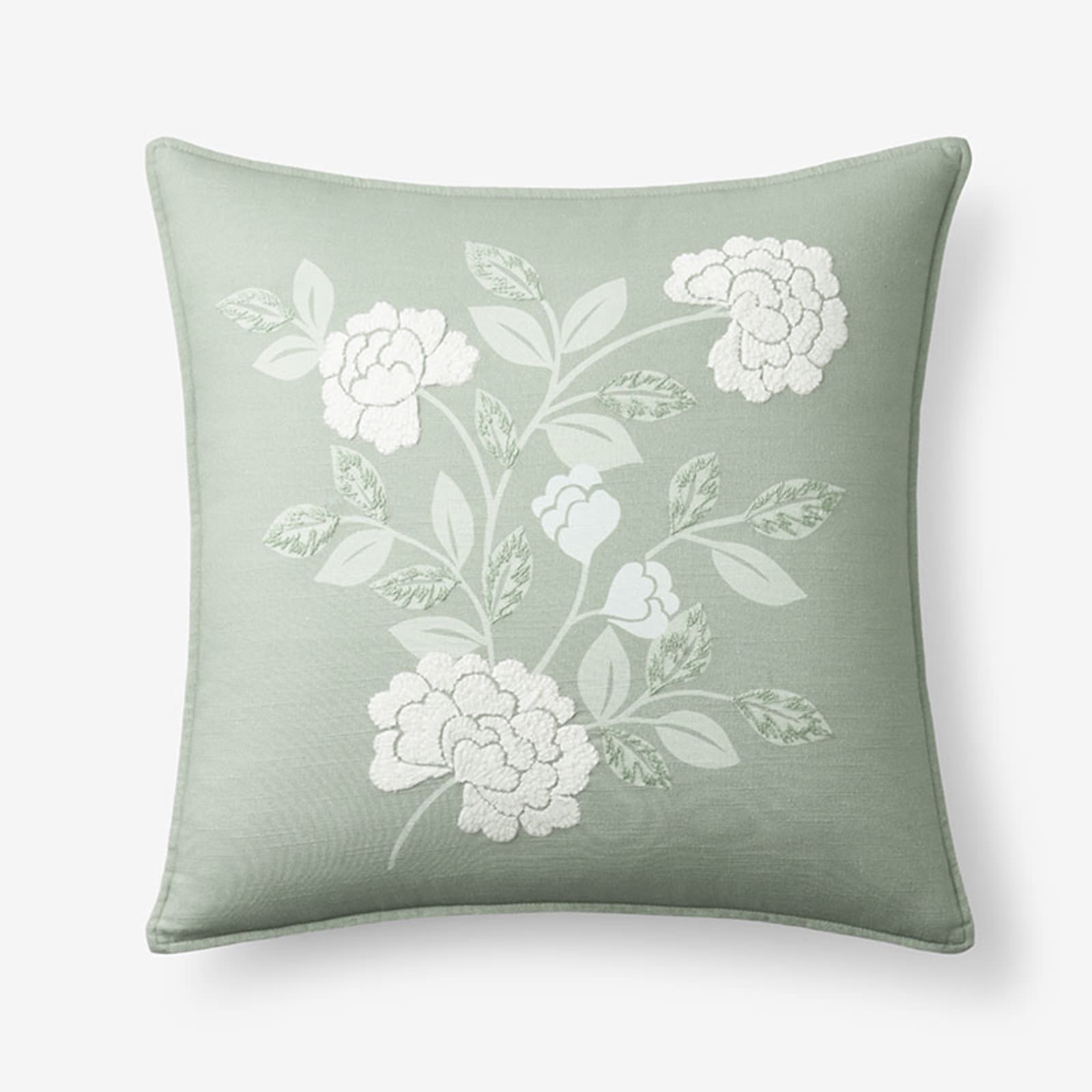 Mariel Decorative Square Pillow Cover - Floral Sage Green | The Company Store