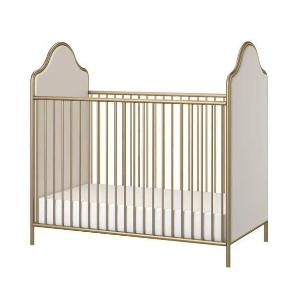 Little Seeds Piper Upholstered Metal Crib, Gold | Walmart (US)