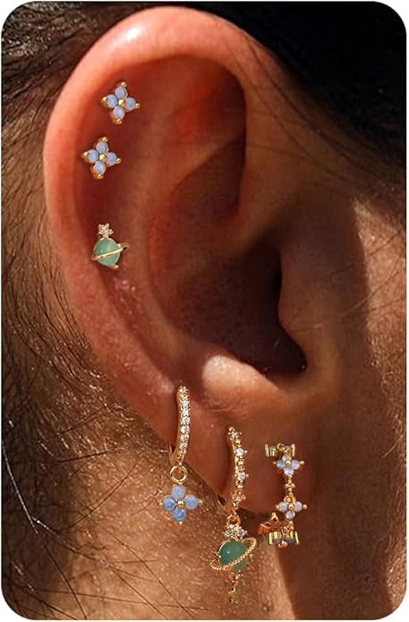 Sterling Silver Post Earrings for Women - Hypoallergenic Cartilage Earrings Dainty 14K Gold Plate... | Amazon (US)