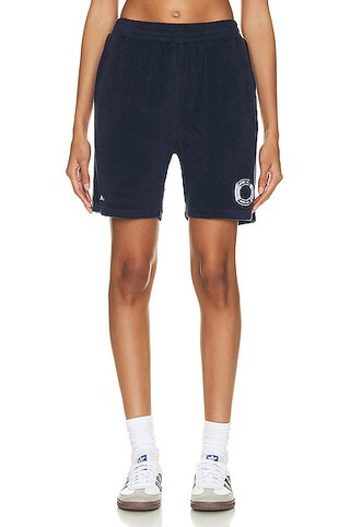 Sporty & Rich X Hotel Du Cap Eden Roc Buoy Terry Shorts in Navy & White | FWRD | FWRD 