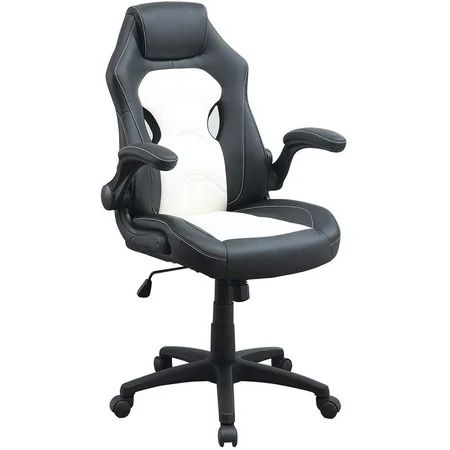 YINDUDU Office Chair Upholstered 1pc Comfort Chair Relax Gaming Office Chair Work Black And White Co | Walmart (US)