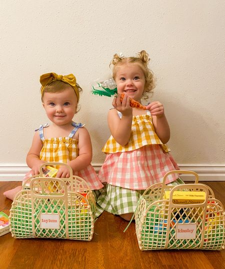 The cutest tiered plaid dress for spring/summer or Easter for baby or toddler girl. They received so many compliments! Also, these personalized Easter baskets are too cute!

#LTKkids #LTKfamily #LTKbaby
