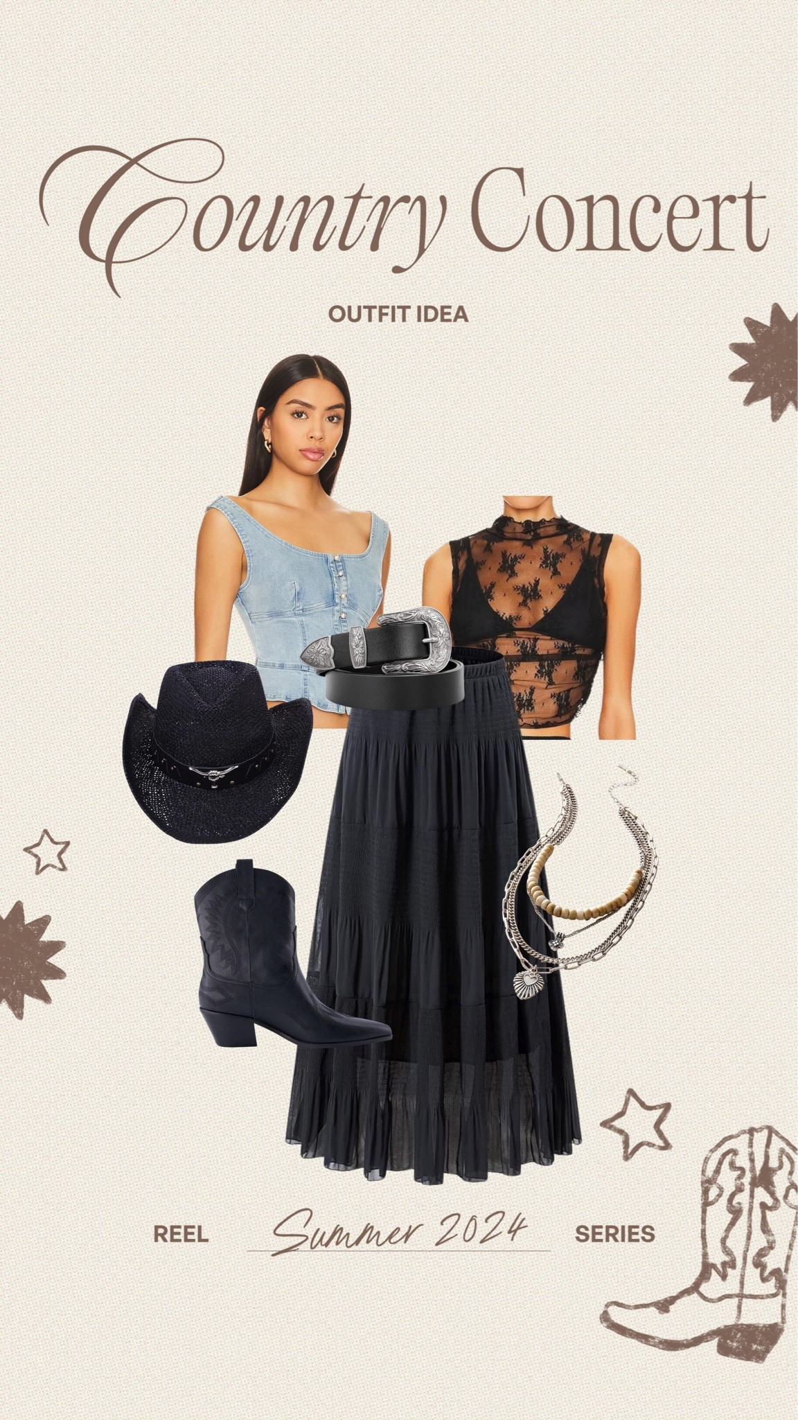 REEL SERIES | Country concert outfit ideas🤠🤍✨👢🤎 #country #concert #nashville 

#LTKmidsize #LTKstyletip #LTKFestival