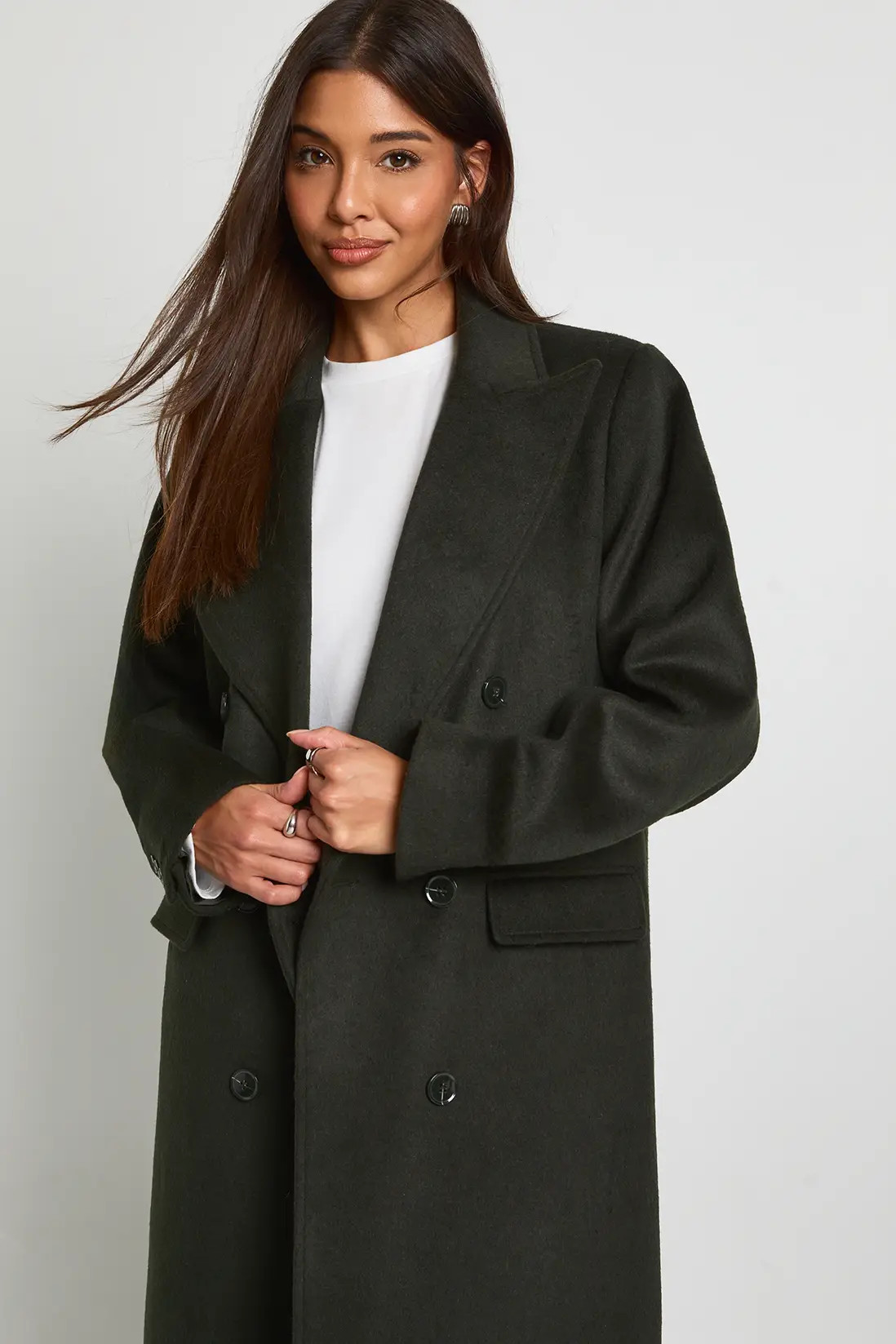 Oversized Double-Breasted Wool Blend Coat | boohoo (US & Canada)