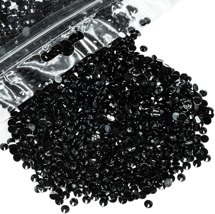 14000PCS 2mm Solid Black Resin Rhinestones for Crafting SS6 Tiny Pure Black Flat back Jelly Stone... | Amazon (US)