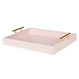 Kate and Laurel Lipton Decorative Tray with Polished Gold Metal Handles, Soft Pink | Amazon (US)