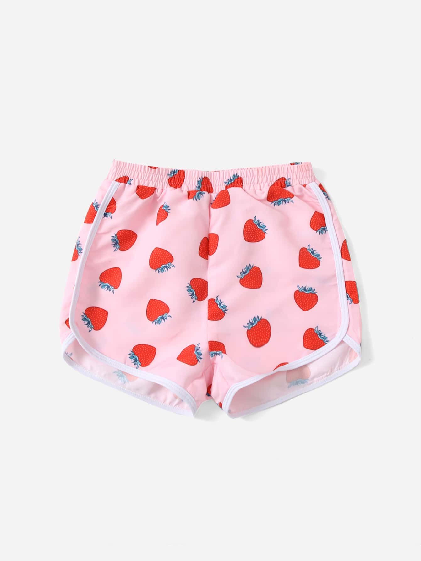 Toddler Girls Strawberry Print Swim Shorts | SHEIN