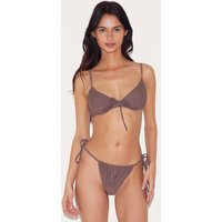 Brown Ruched Underwired Bikini Top | PrettyLittleThing US