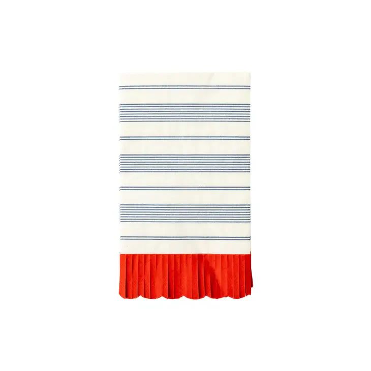 Red And Blue Striped Scallop Dinner Napkins | Ellie and Piper