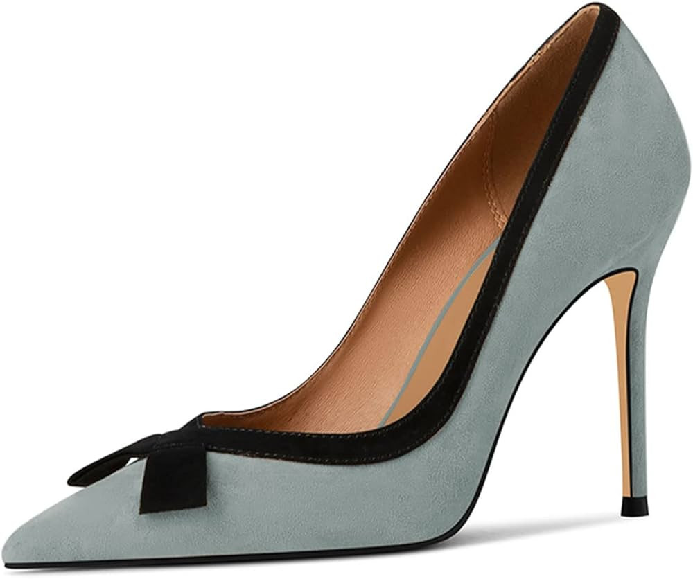 SHOFOO Women's Classic Stiletto High Heel Pumps Bowknot Pointed Toe Color Contrast Slip On Dress ... | Amazon (US)