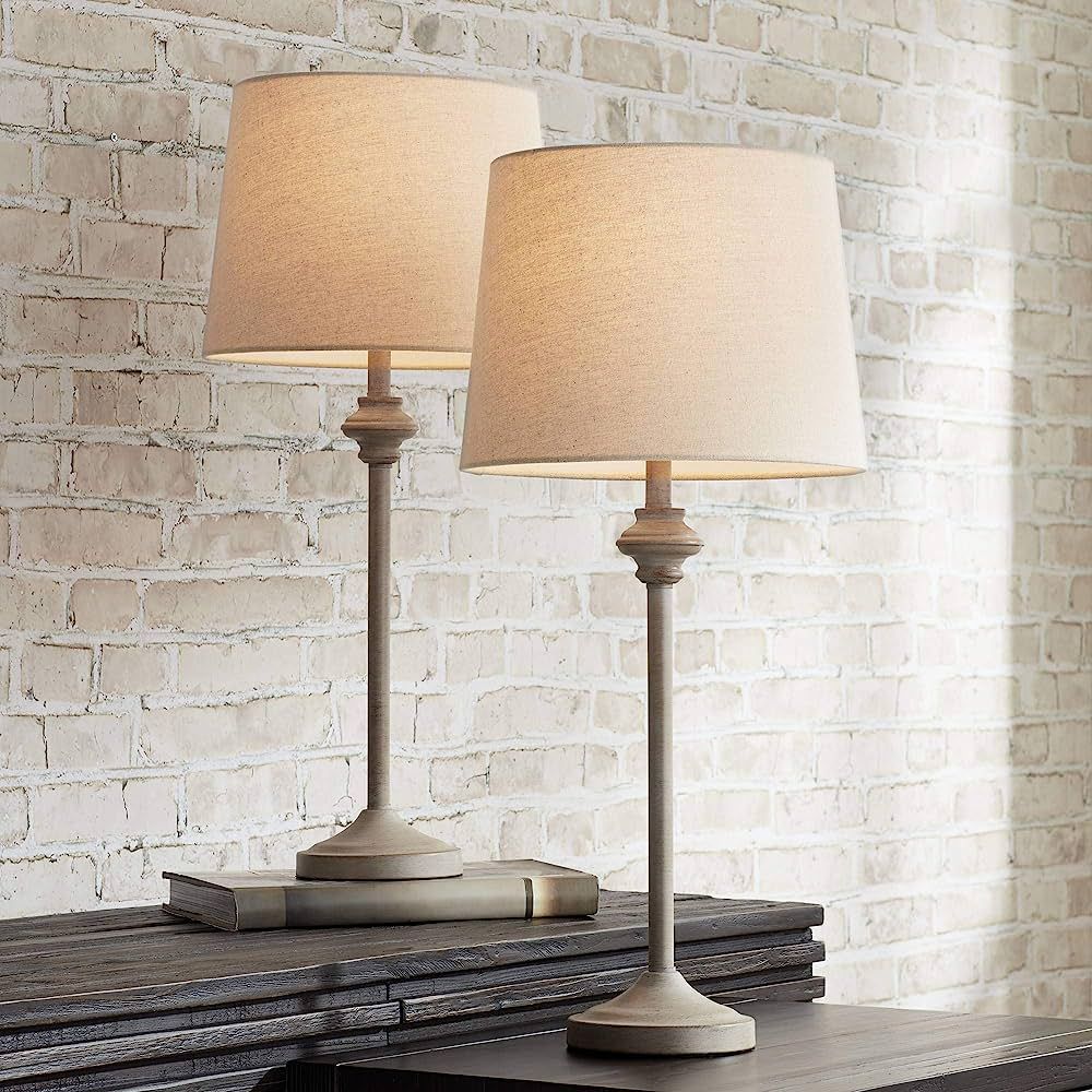360 Lighting Lynn Country Cottage Rustic Buffet Table Lamps Set of 2 26 3/4" Tall Light Beige Woo... | Amazon (US)