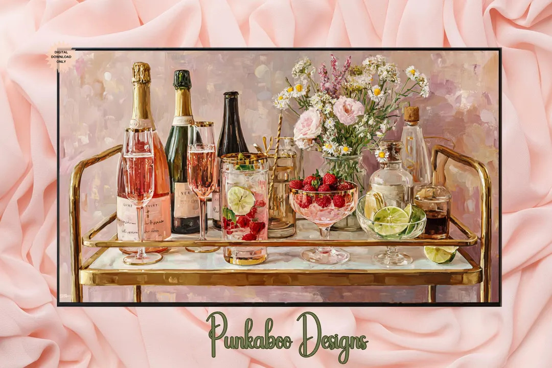 Galentine's Day Art Frame TV | Valentines Day Frame TV | Galentines Brunch | Feminine Bar Cart Ar... | Etsy (US)