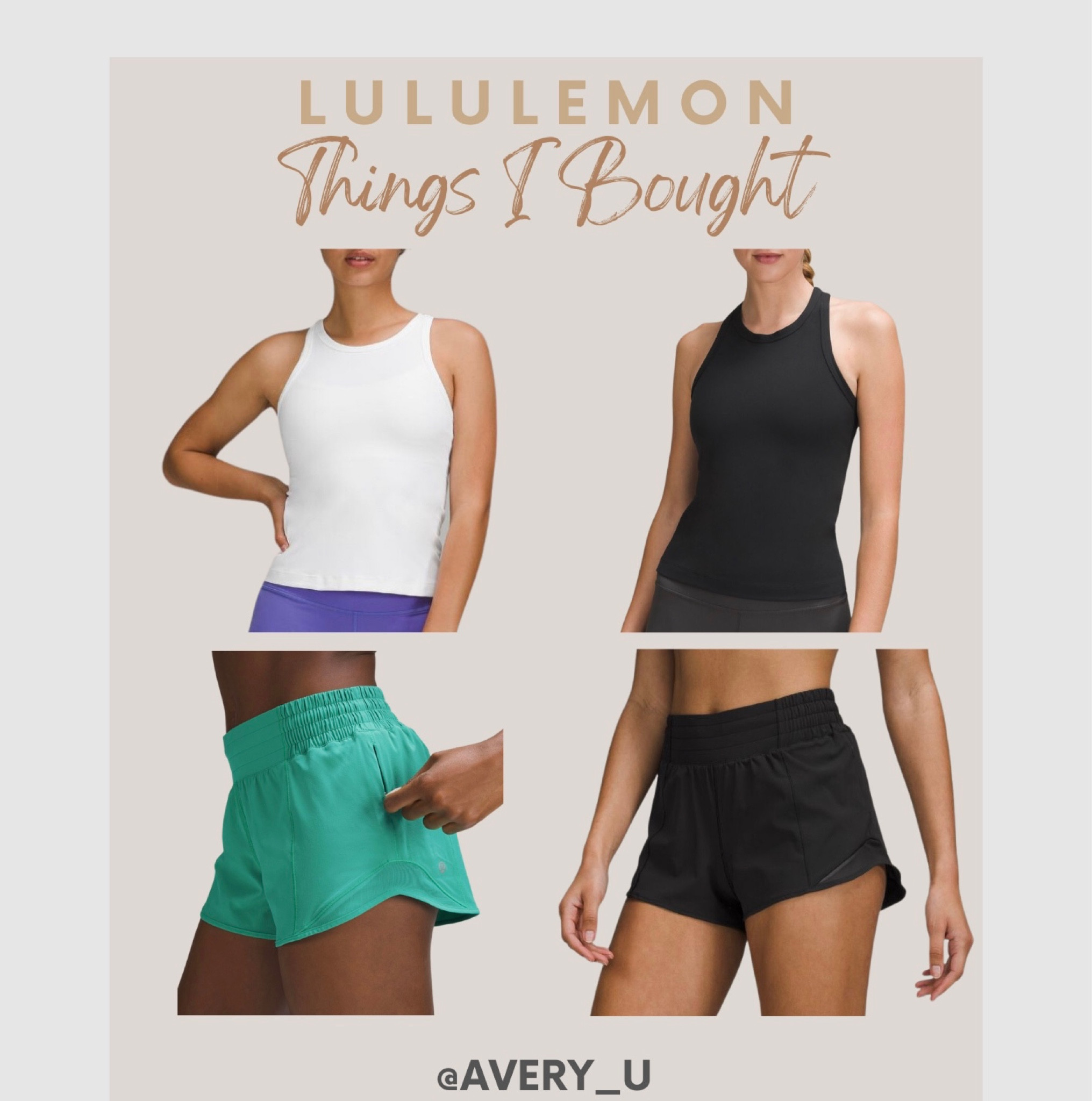 My recent Lululemon purchases… I bought a sz 4 in the shorts, sz 4 in the white tank for a tighter fit, & a sz 6 in the black tank for a looser fit 

#LTKfit #LTKstyletip #LTKunder100