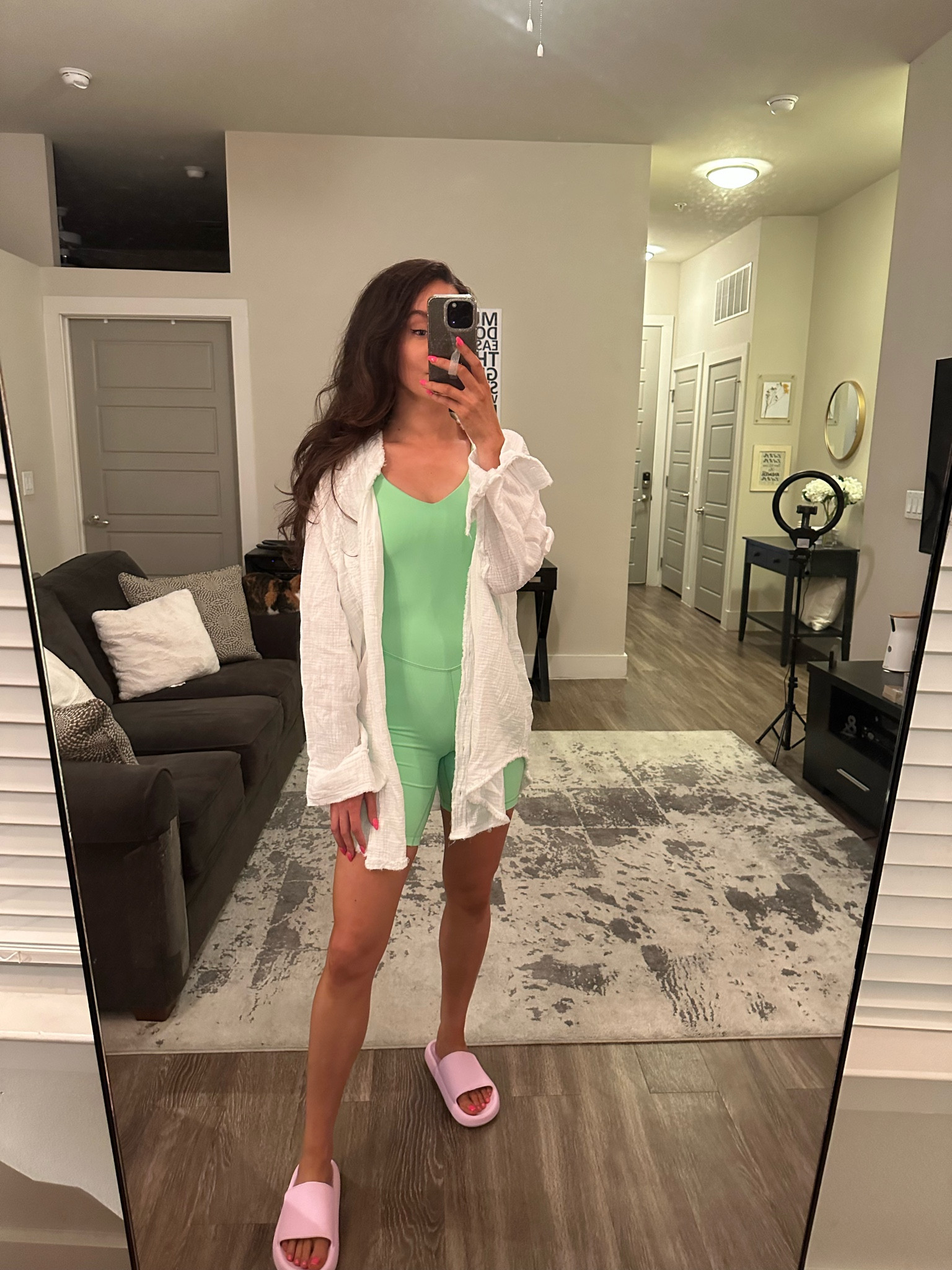 Aerie coverup (size down!)
Lululemon bodysuit size 6 (size up!)
Amazon slides 

#LTKswim #LTKfit #LTKtravel