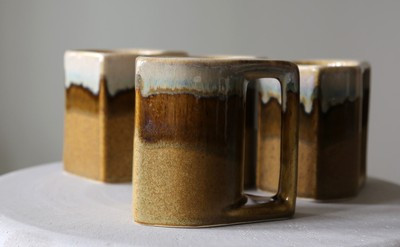 Set 4 PADILLA COFFEE MUG Art Studio Ceramic Drip Glaze Pottery Stoneware MCM  | eBay | eBay US