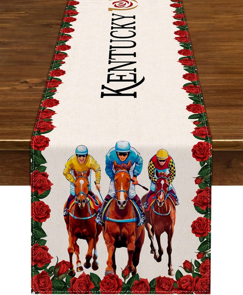 Nepnuser Kentucky Derby Table Runner Run for The Roses Horse Racing Party Decoration Home Kitchen... | Amazon (US)