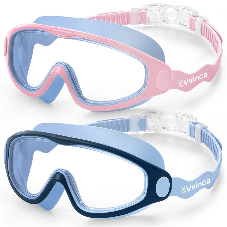 Vvinca Kids Swimming Goggles, Anti-Fog Leakproof, Soft Silicone Strap, Boys Girls Ages 3-15, 2 Pa... | Walmart (US)