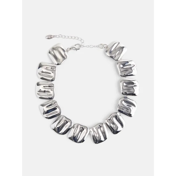 Scoop Women’s Silver-Tone Square Choker Necklace | Walmart (US)