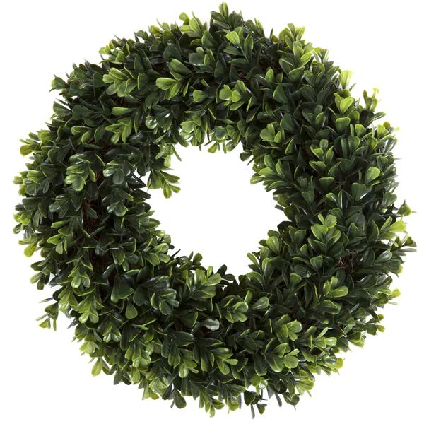 Pure Garden Boxwood Wreath, Artificial Wreath for the Front Door, Home Décor, UV Resistant - 12 ... | Bed Bath & Beyond