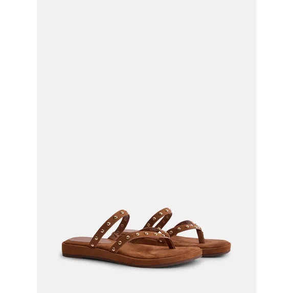 Time and Tru Women's Studded Flip Flop Sandals | Walmart (US)