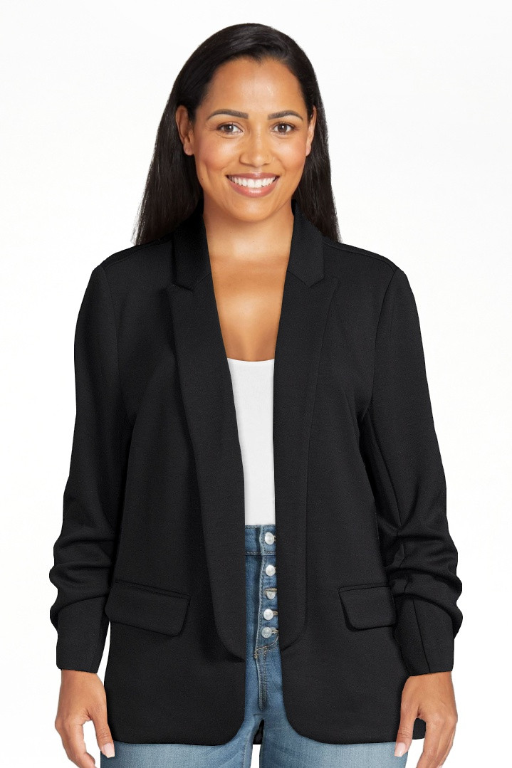 Scoop Women's Scuba Blazer with Scrunch Sleeves, Sizes XS-XXXL | Walmart (US)