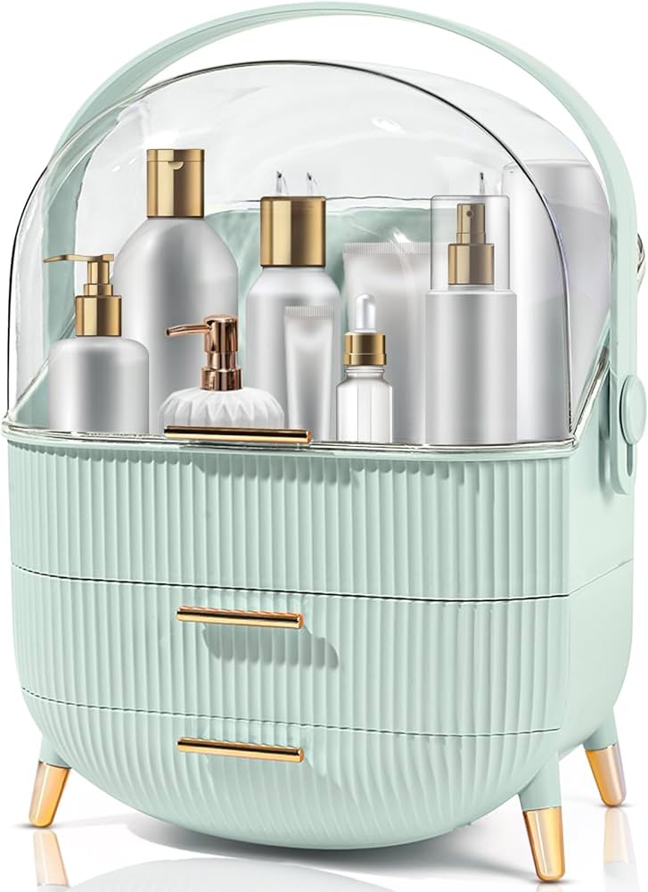 Makeup Organizers and Storage, Make up Organizer for Vanity Cosmetics Skincare Organizers With Li... | Amazon (US)