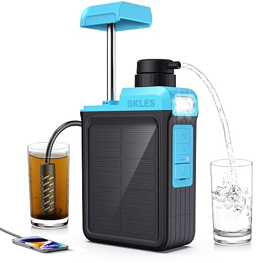 3-in-1 Solar Electric Water Filter with Hand Pump - Camping Water Filtration System Survival, Por... | Amazon (US)