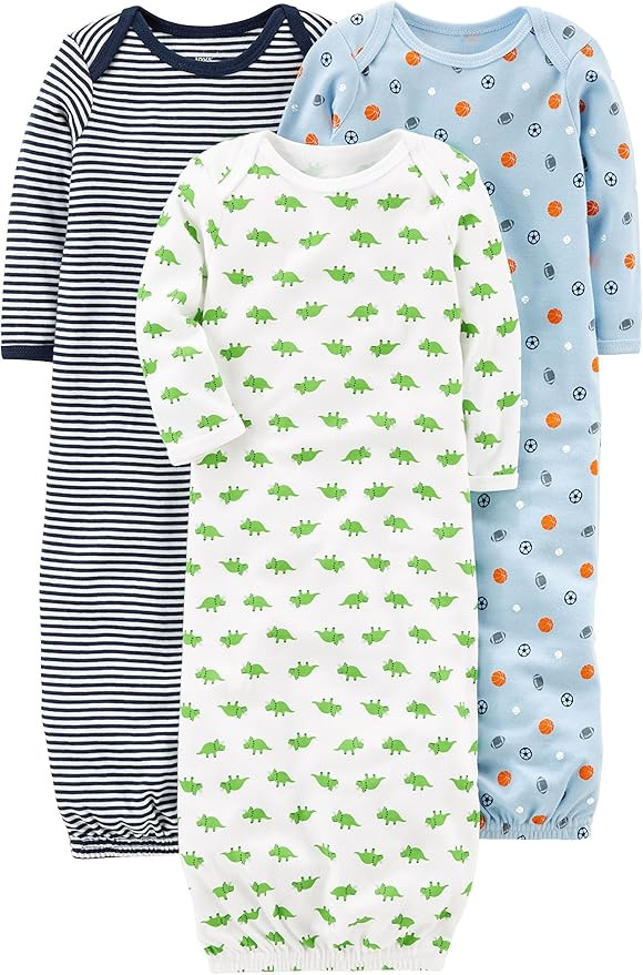 Simple Joys by Carter's Baby Boys' Cotton Sleeper Gown, Pack of 3 | Amazon (US)