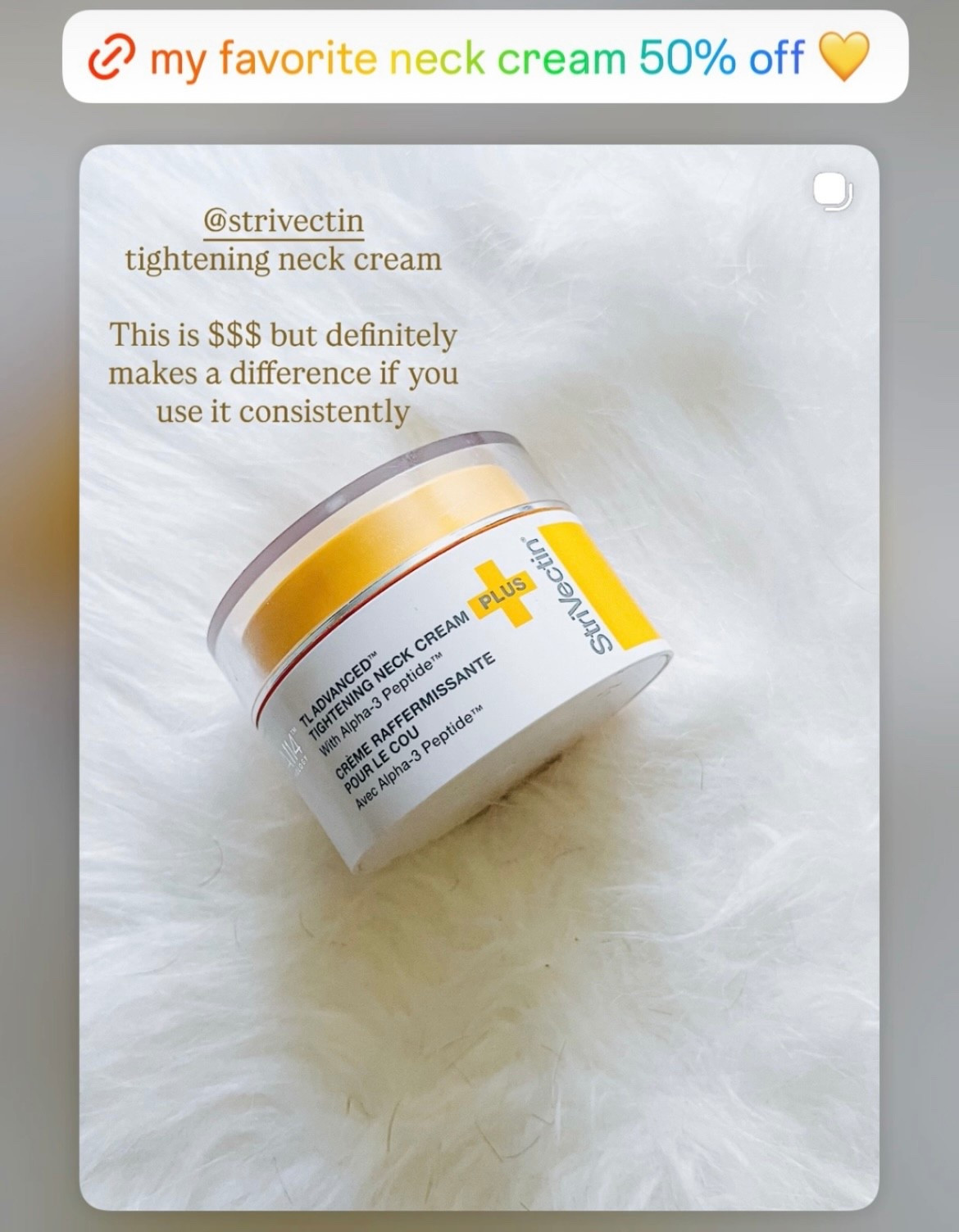 Ulta beauty sale
Strivectin
Neck cream


#LTKmorningroutine #LTKSpringSale #LTKBeauty