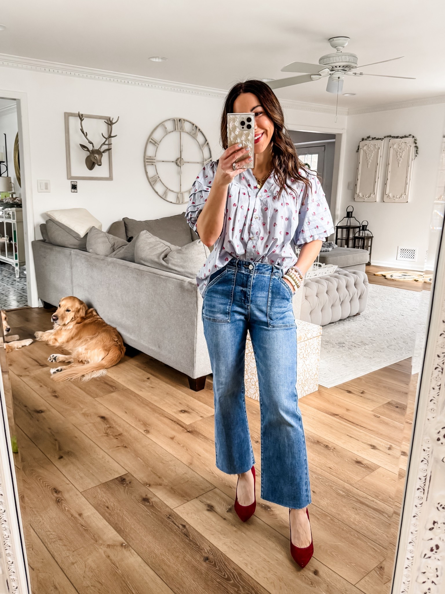 Small top. Jeans 25. I cut them. Valentine’s Day outfit.



#LTKValentine #LTKOver40