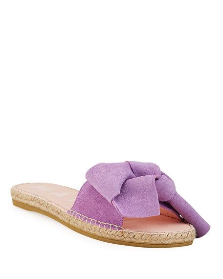 Manebi Suede Bow Espadrille Slide Sandals | Neiman Marcus