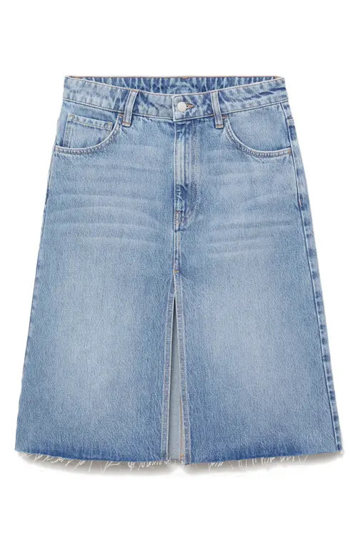 MANGO Denim Midi Skirt in Medium Blue at Nordstrom | Nordstrom