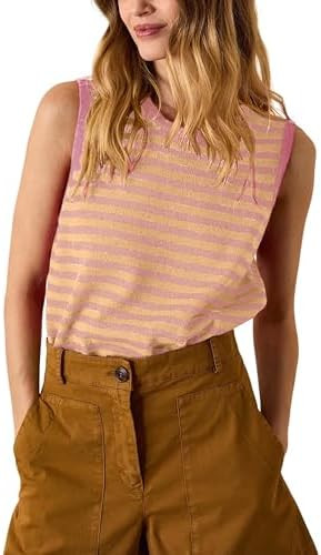 Hongsui Women's Striped Color Block Sweater Vest Ribbed Knit Tank Tops Oversized Crewneck Pullove... | Amazon (US)