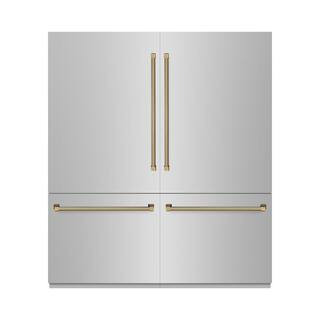 Autograph 72 in. Built-In Bottom Freezer 39.6 cu ft Refrigerator with Graphite Gray Interior and Gold Helix Handles | The Home Depot
