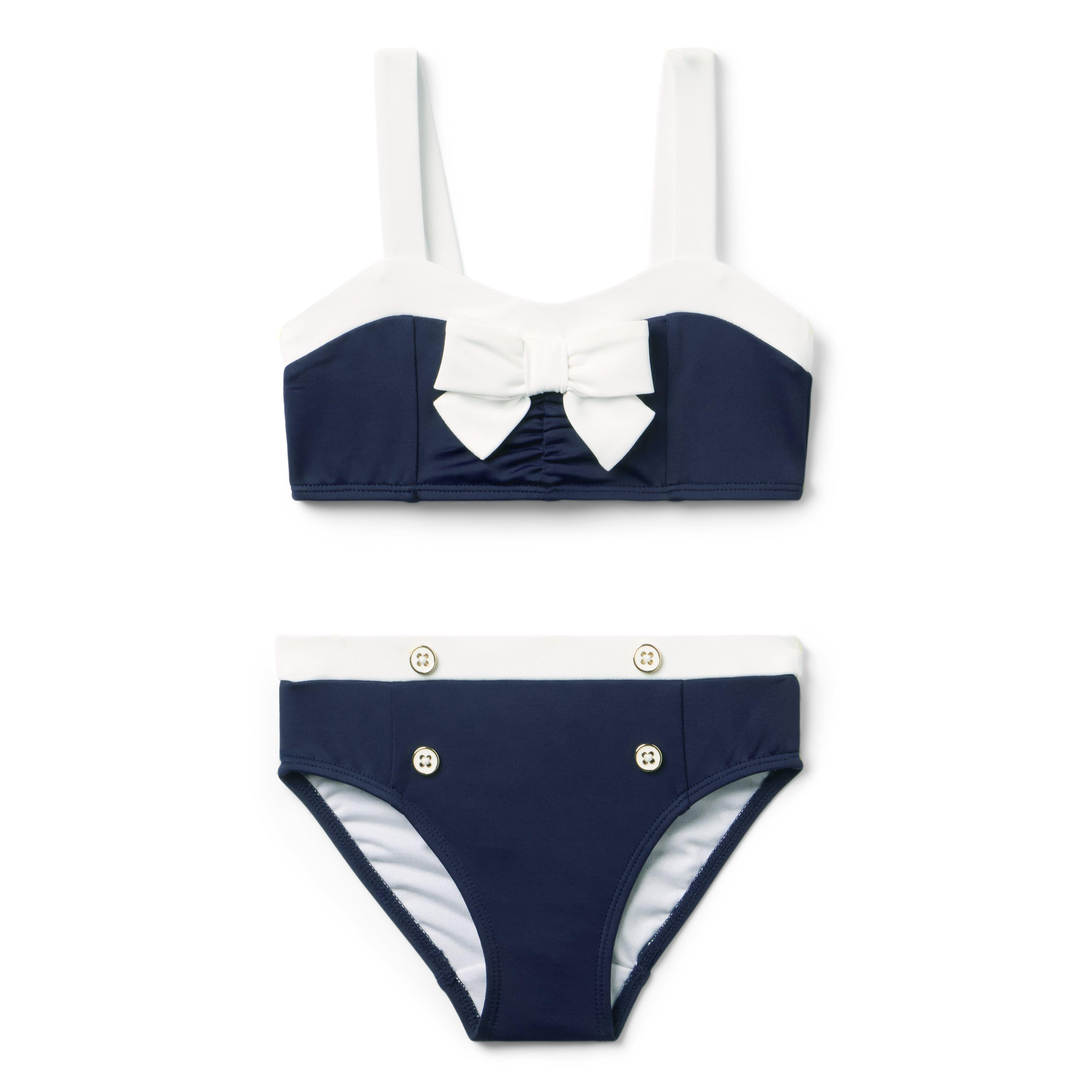 Janie and Jack | Recycled Retro Bow 2-Piece Swimsuit - Navy / 6-12m | Janie and Jack