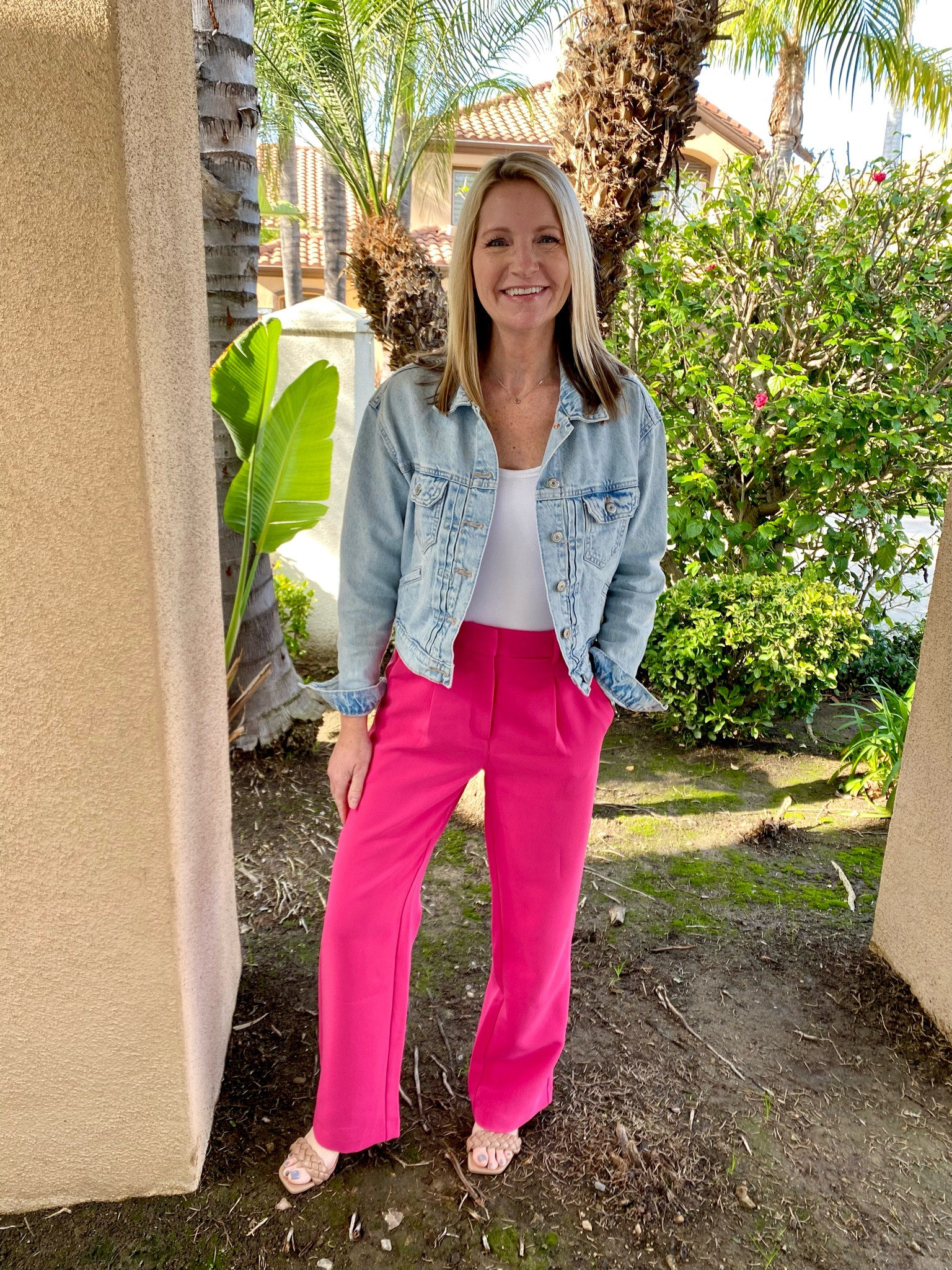 These pink Old Navy trouser pants were the most liked of my 2023 finds and they are back! The color is so pretty for now and into the Spring. They run true to size and come in a ton of colors. They are also 50% off this weekend. 

My tried and true denim jacket is also Old Navy. 

#LTKfindsunder50 #LTKsalealert #LTKSeasonal