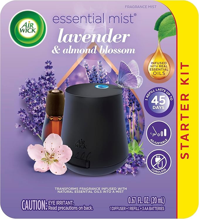 Air Wick Essential Mist Starter Kit, Diffuser + 1 Refill, Lavender and Almond Blossom, Air Freshe... | Amazon (US)