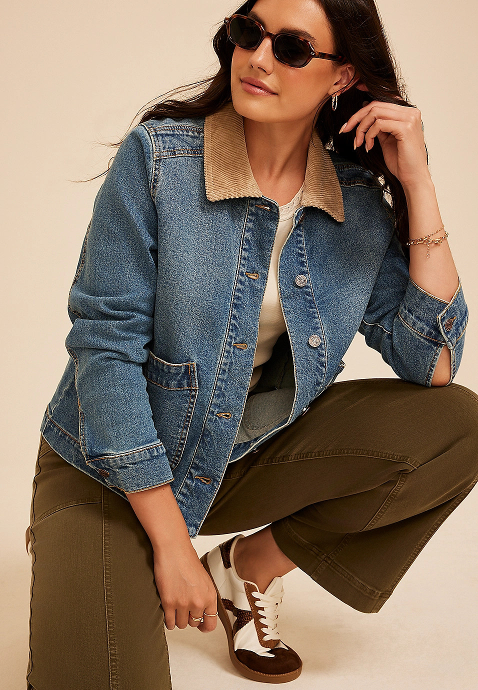 Corduroy Collar Denim Barn Jacket | Maurices