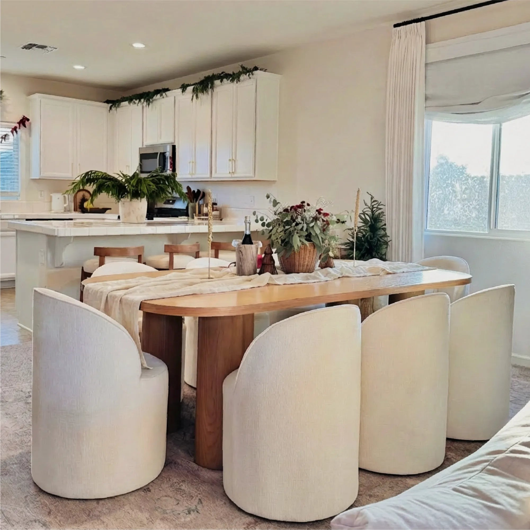 Baguette & Doris 86.5" Natural Rectangle Dining Table Set for 8 (9-Piece) | Pop Maison