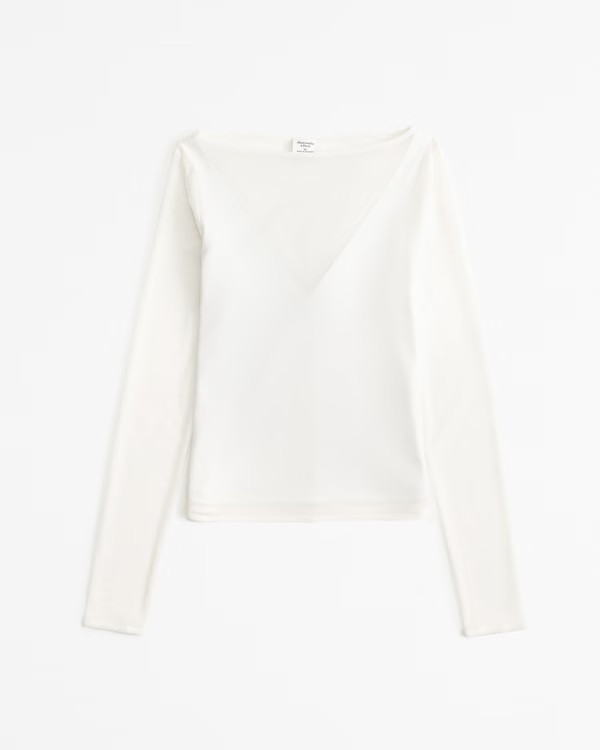 Women's Long-Sleeve Mesh Slash Top | Women's Clearance | Abercrombie.com | Abercrombie & Fitch (US)