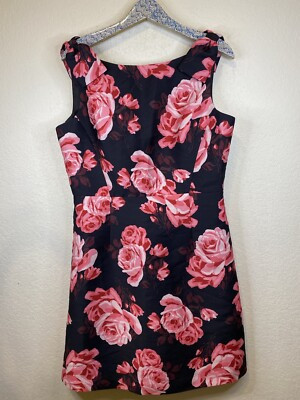 Kate Spade Women's Size 14 Black Pink Rosa A Line Rambling Roses Dress GUC | eBay US