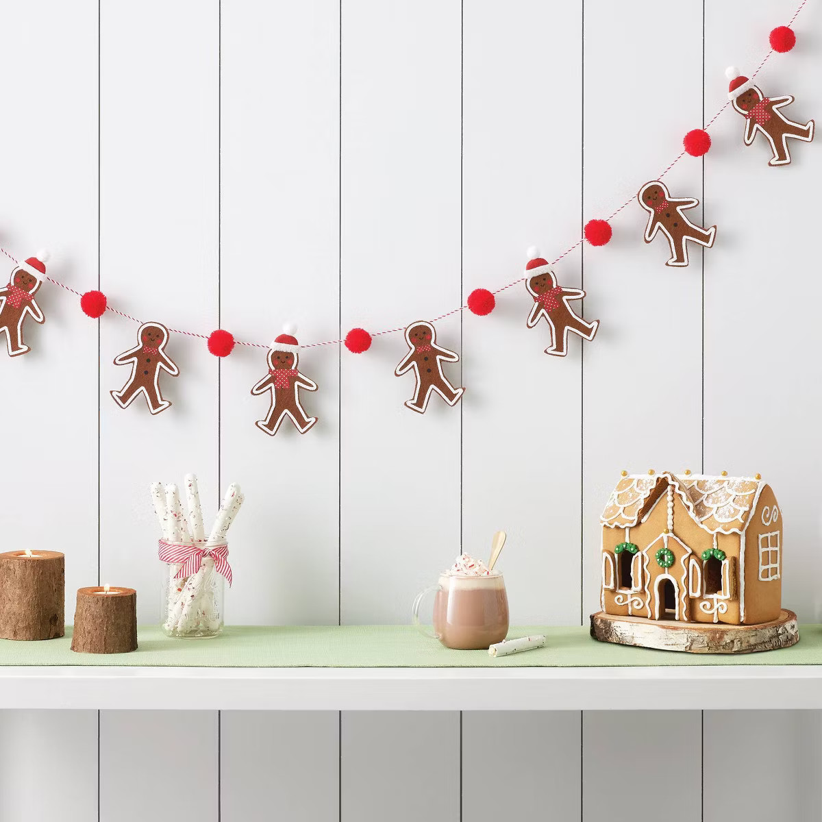 6' Fabric Gingerbread Man with Pom Poms Christmas Decorative Wall Garland Brown/Red - Wondershop... | Target