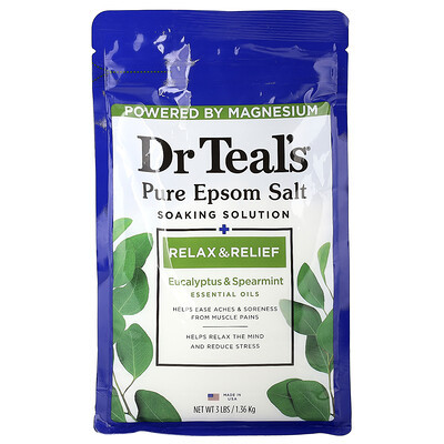 Dr. Teal's, Pure Epsom Salt Soaking Solution, Eucalyptus & Spearmint, 3 lbs (1.36 kg) | iHerb