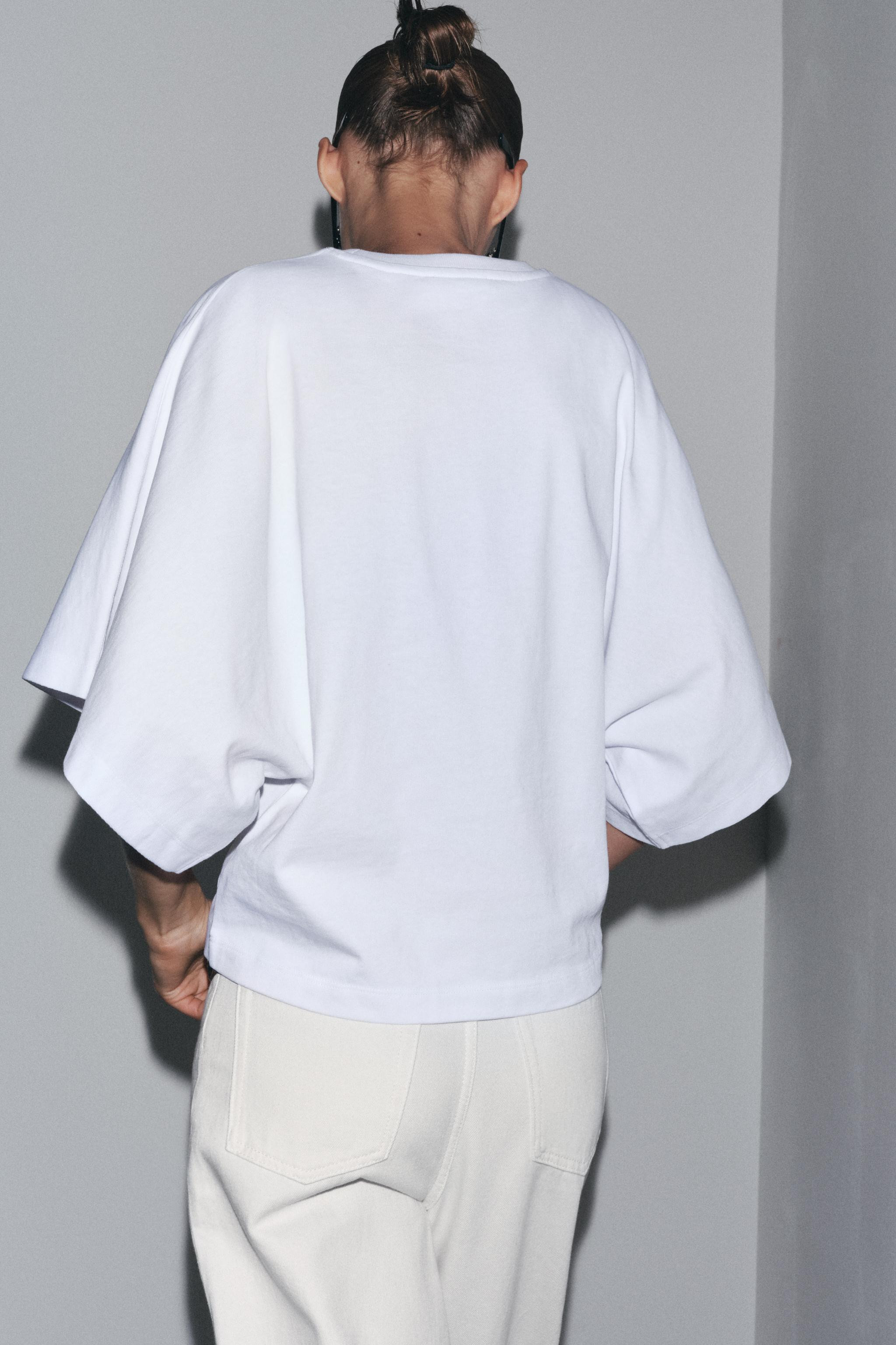 WASHED CAP SLEEVE T-SHIRTWhite+3 | Zara UK