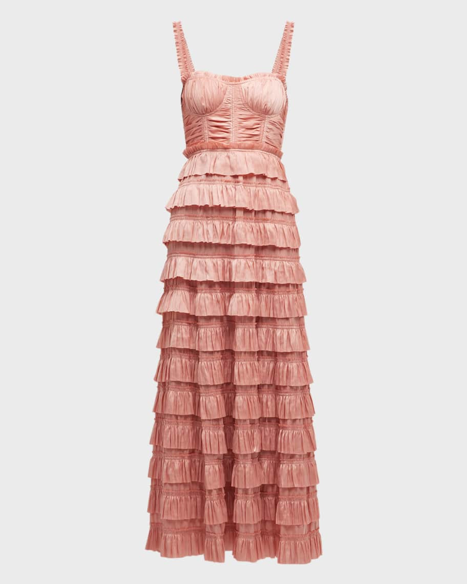 Camille Pleated Tiered Ruffle Gown | Neiman Marcus